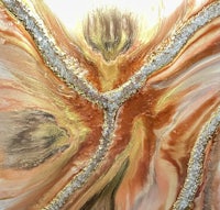 a painting of an orange and gold painting